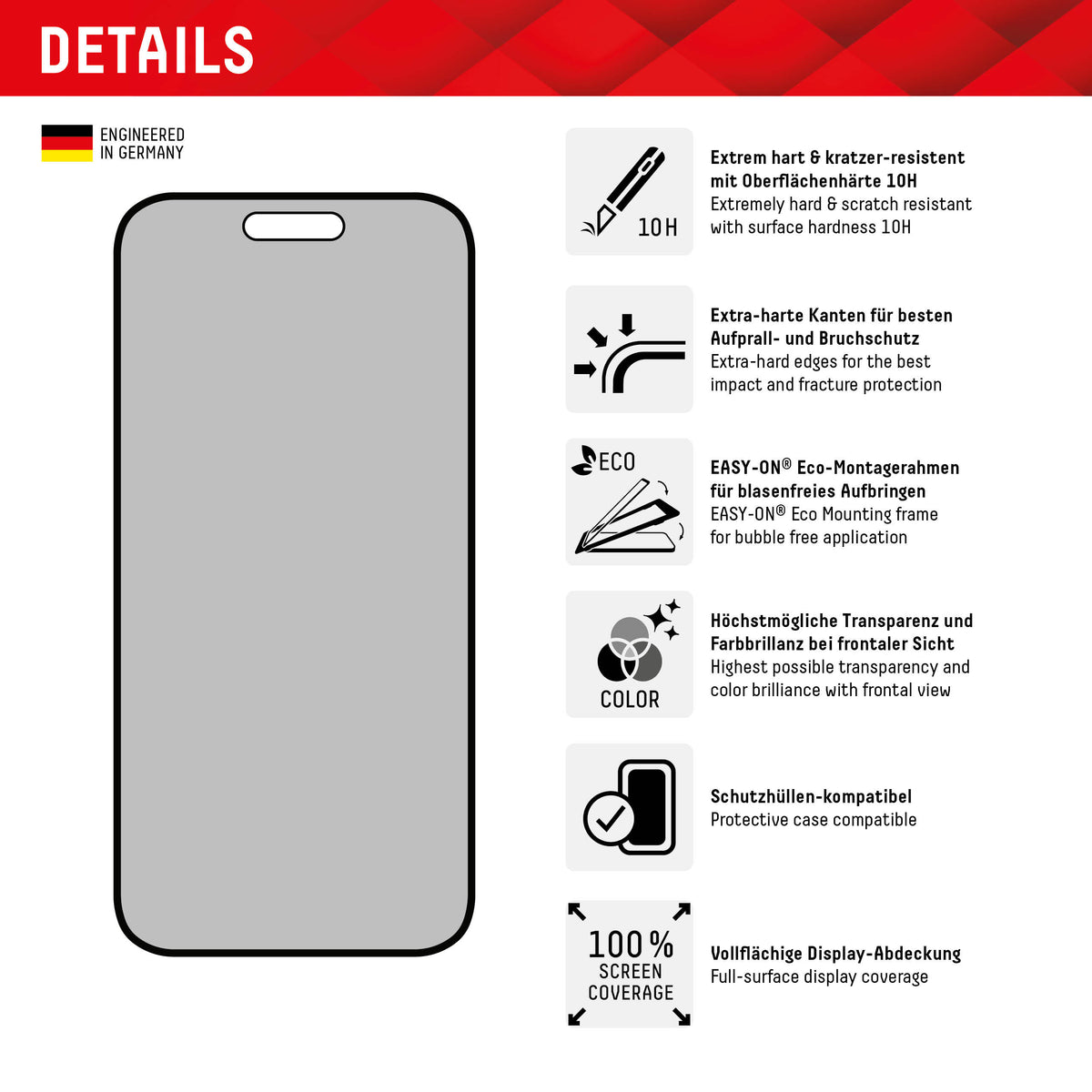 Displex Privacy Glass Fc Apple Iphone 15/15 Pro
