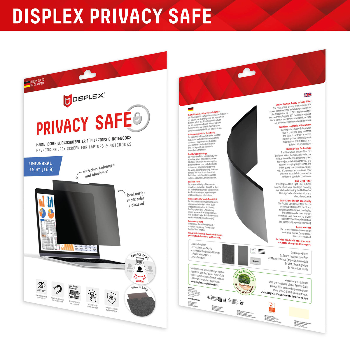 Displex Privacy Safe Magnetic Laptop Universal 15.6Inch 16:9