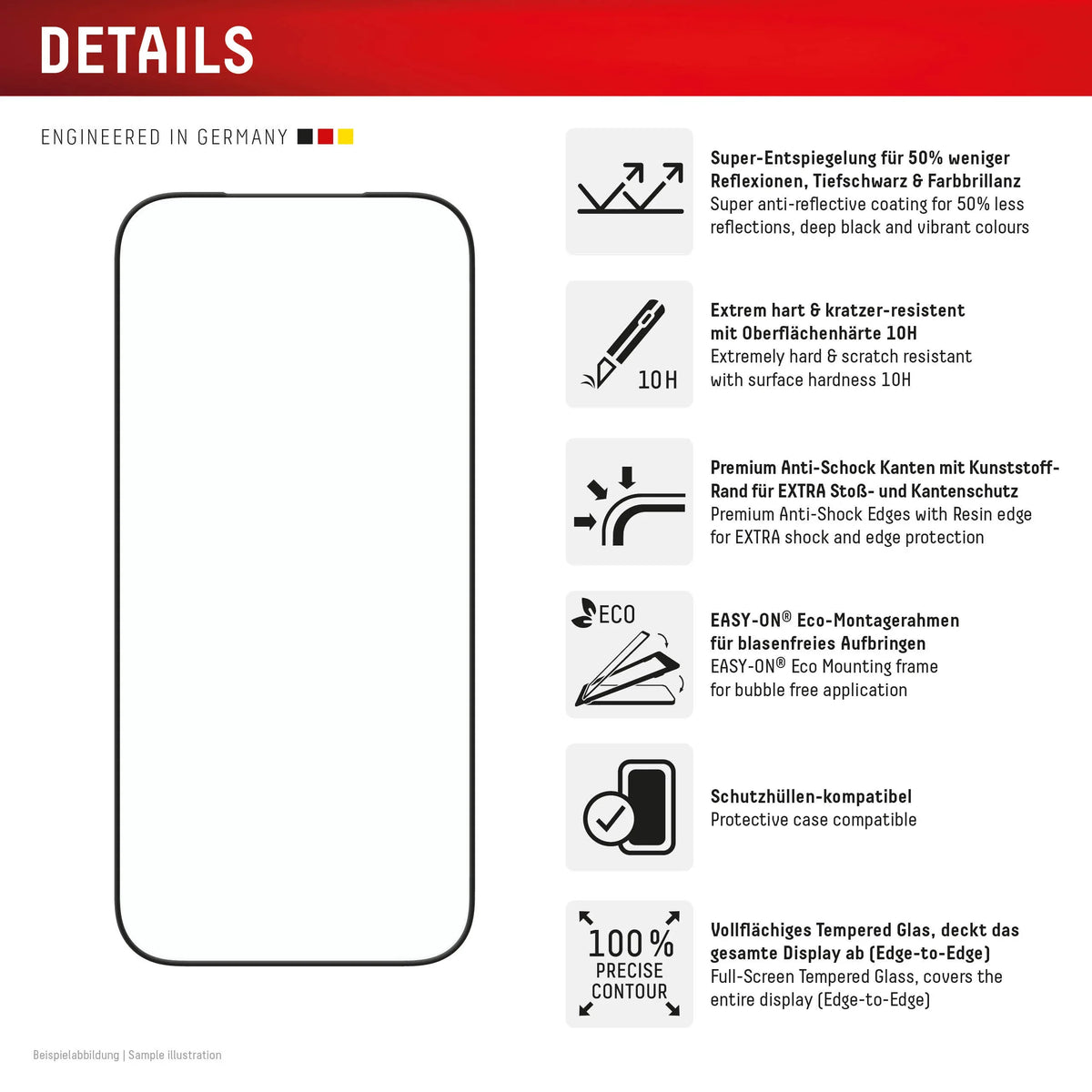 Displex Premium Glass Full Cover Anti-Reflex Iphone 17 Pro - Essentify