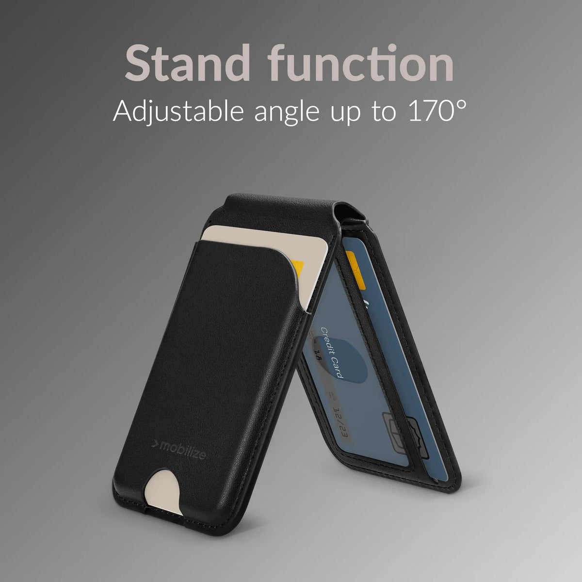 Mobilize Magsafe Compatible Magnet Card Holder With Stand Function Black - Essentify
