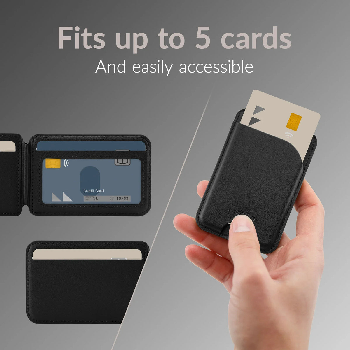 Mobilize Magsafe Compatible Magnet Card Holder With Stand Function Black - Essentify