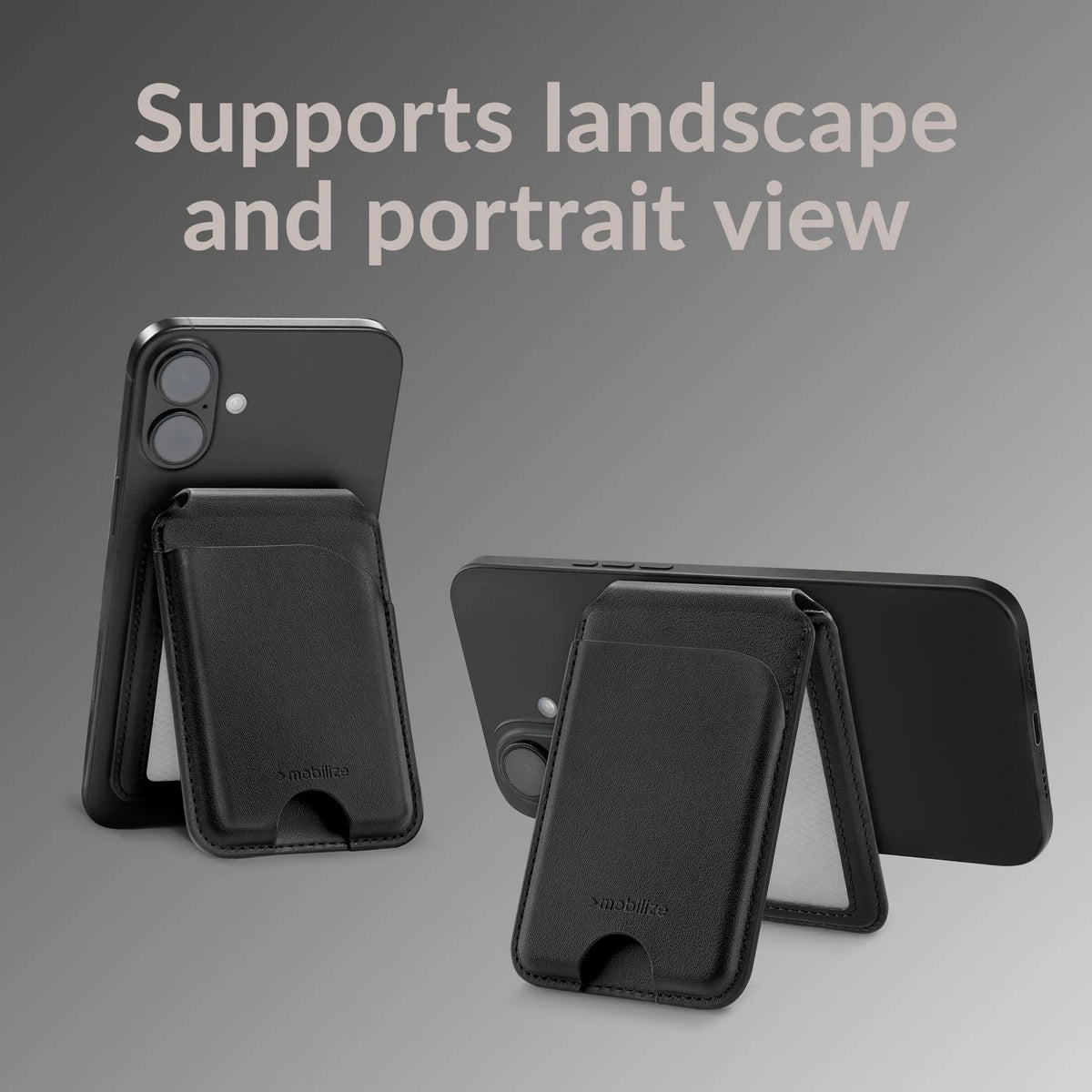 Mobilize Magsafe Compatible Magnet Card Holder With Stand Function Black - Essentify