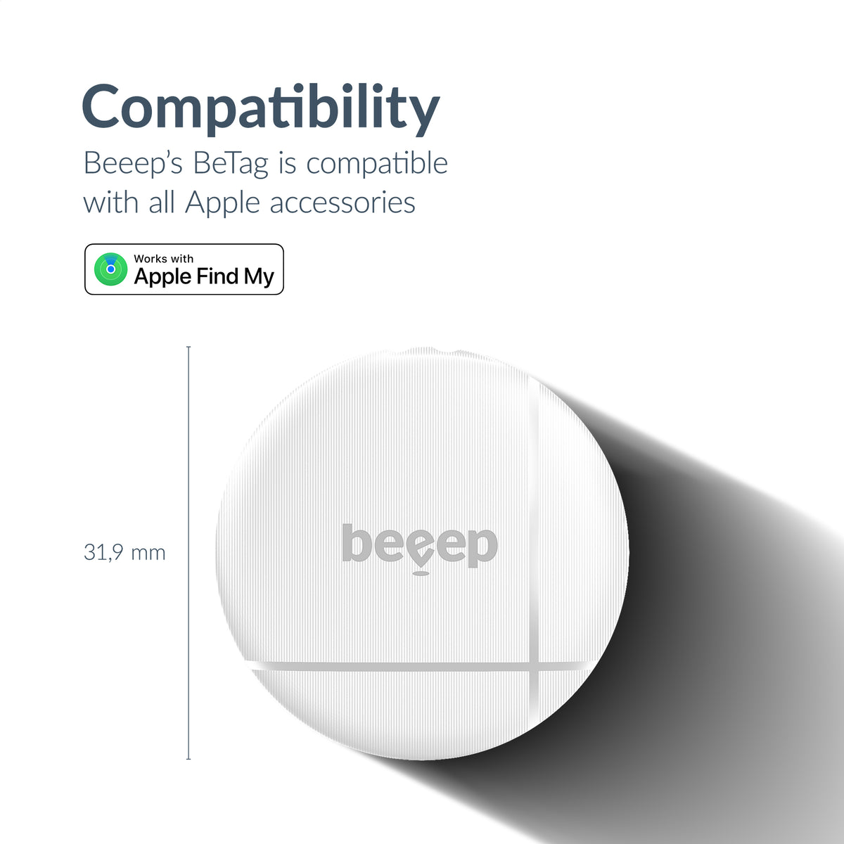 Beeep Betag Find My Tracker White & Keychain White - 3 Pack
