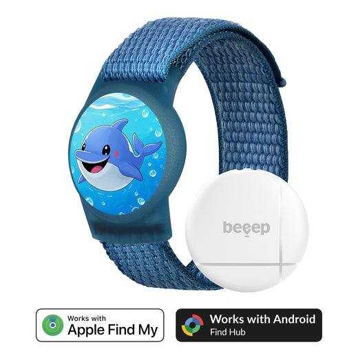 Beeep Onetag Apple Find My & Android Tracker - Kids Wristband Velcro Dolphin