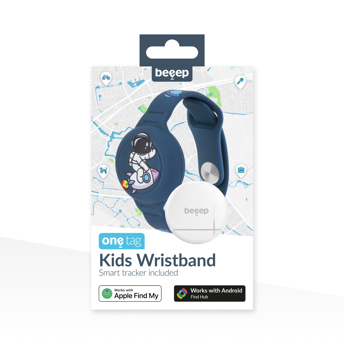 Beeep Onetag Apple Find My & Android Tracker - Kids Wristband Silicon Astronaut