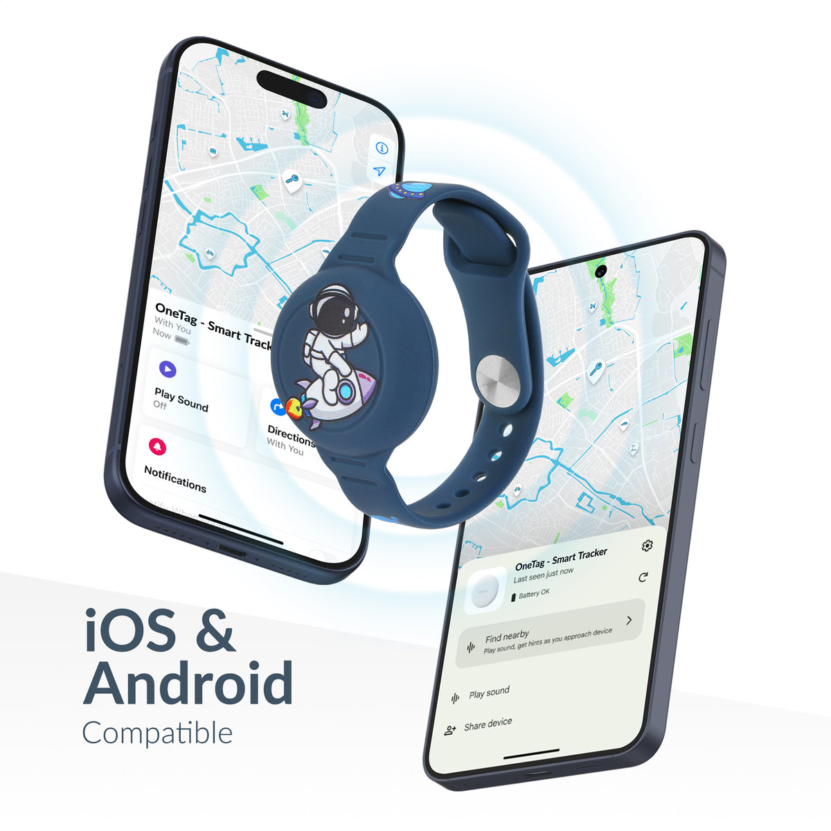 Beeep Onetag Apple Find My & Android Tracker - Kids Wristband Silicon Astronaut