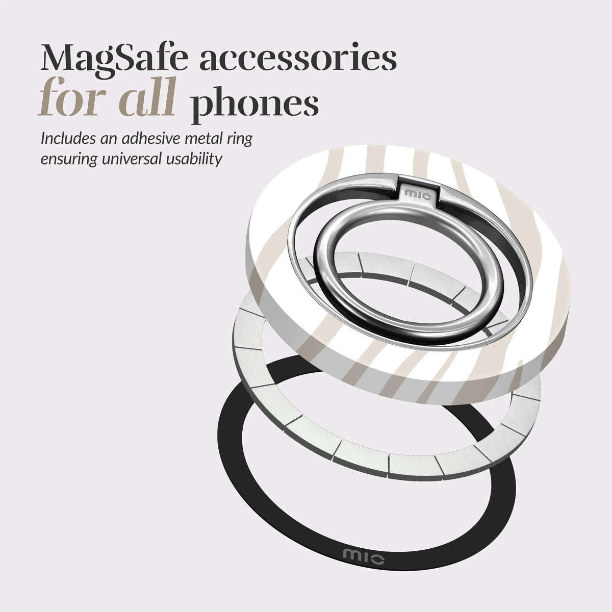 Mio By Mobilize Mio Sandy Zebra Magsafe Compatible Ring Holder - Essentify