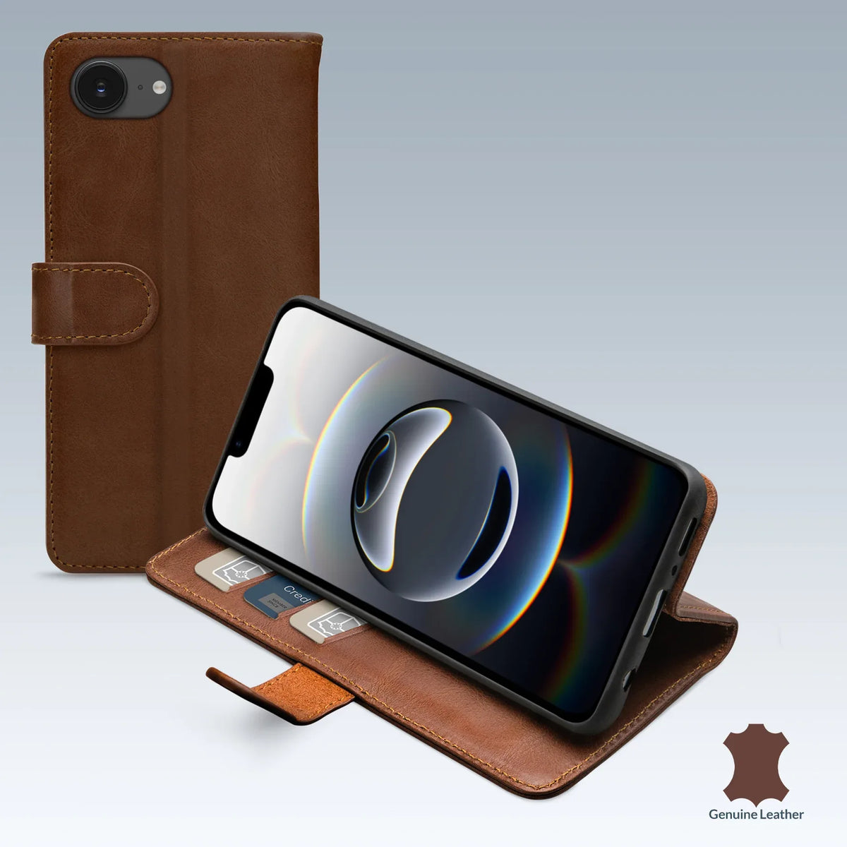 Mobilize Leather Wallet Apple Iphone 16E Brown - Essentify
