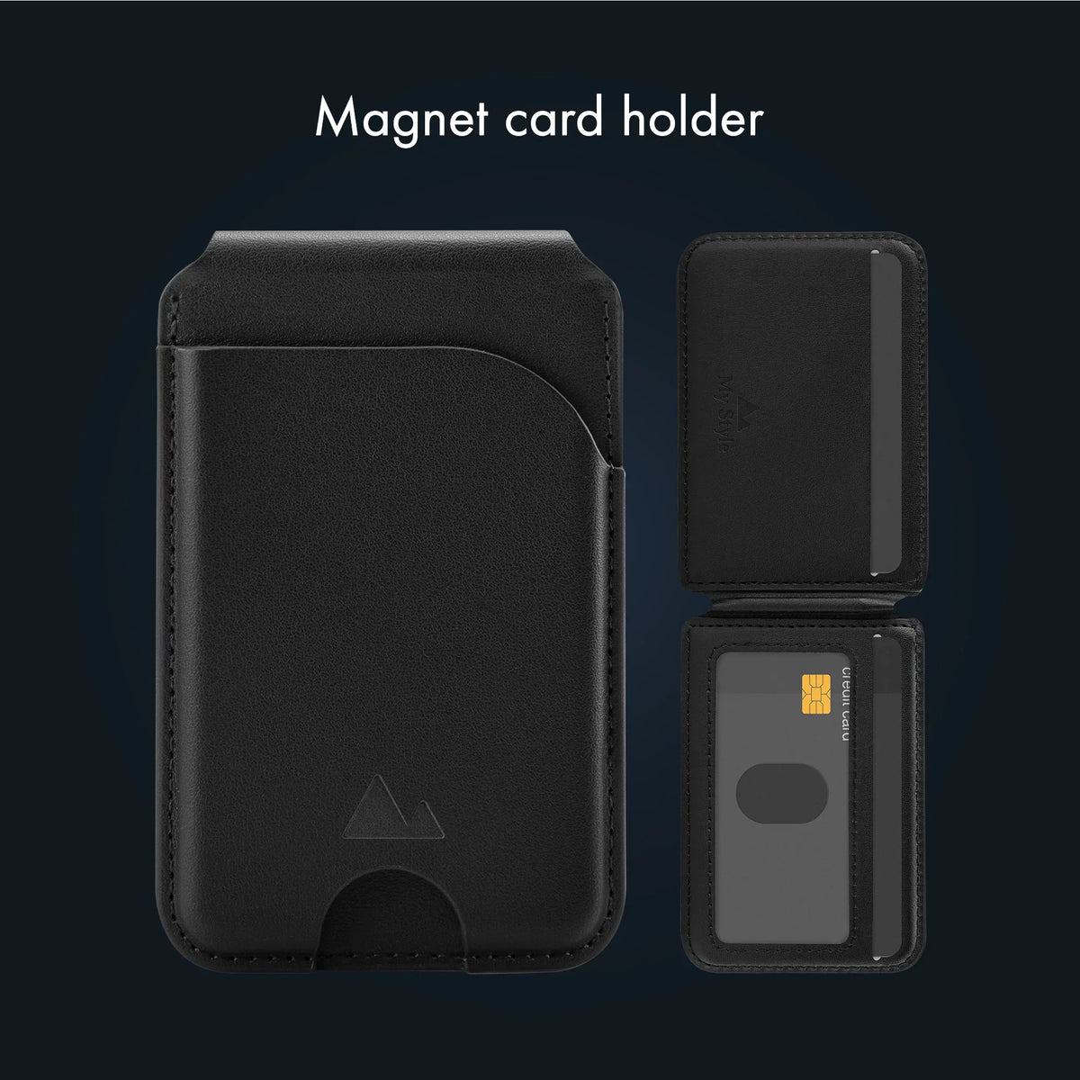 My Style Magsafe Compatible Magnet Card Holder With Stand Function Black - Essentify