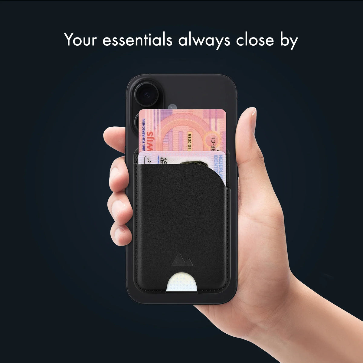 My Style Magsafe Compatible Magnet Card Holder With Stand Function Black - Essentify