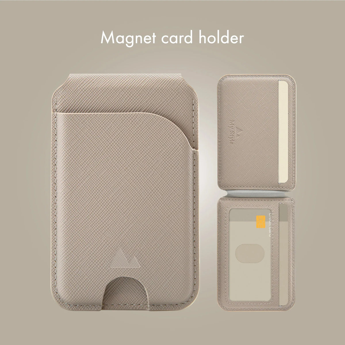 My Style Magsafe Compatible Magnet Card Holder With Stand Function Warm Grey - Essentify