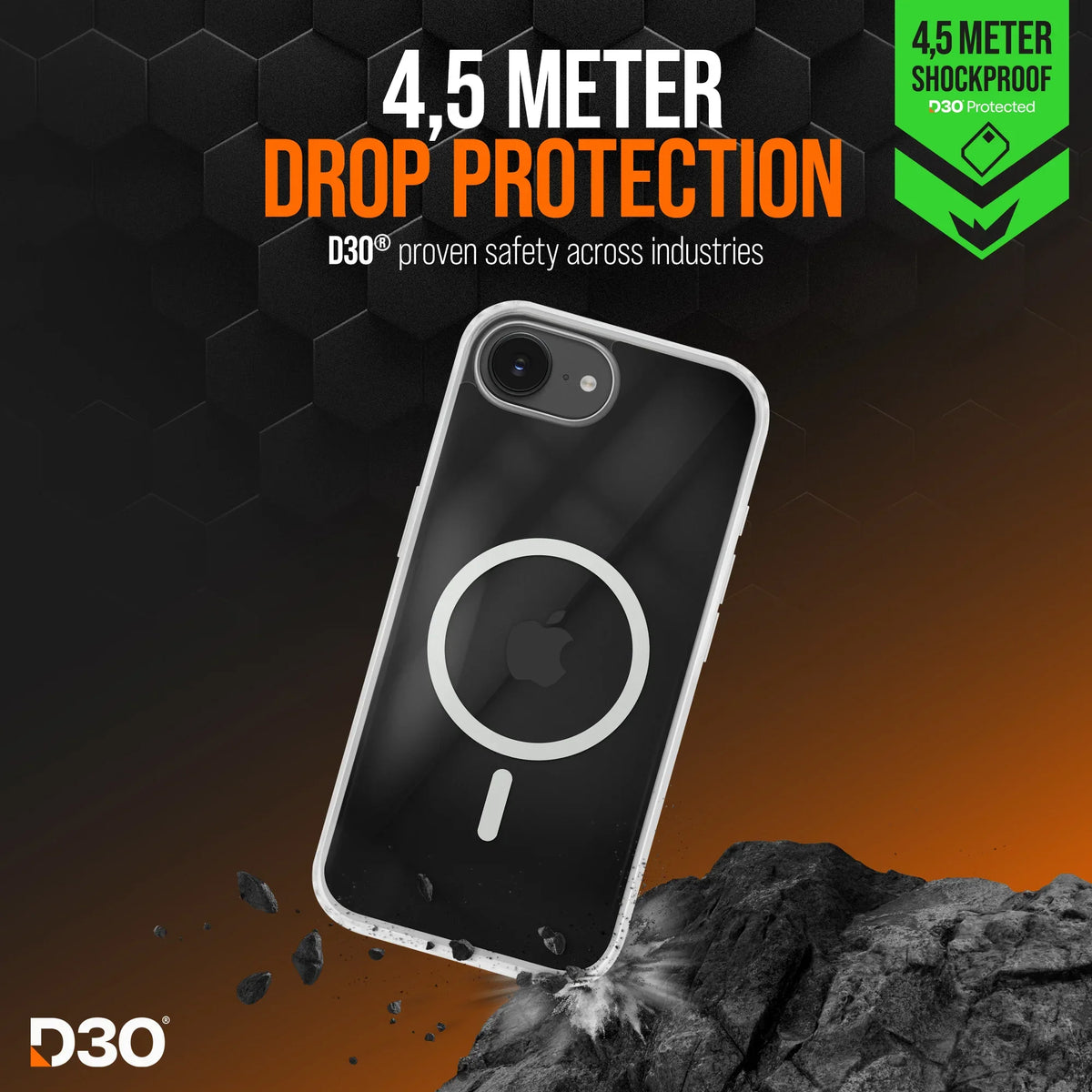 Striker X-Core - D3O Xtreme Impact Mag Case - Clear - Apple Iphone 16E - Essentify