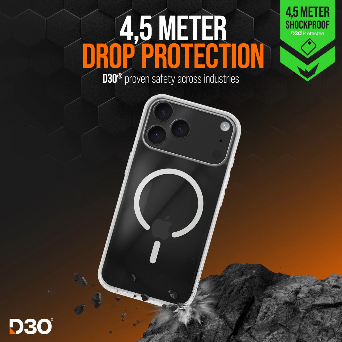 Striker X-Core - D3O Xtreme Impact Mag Case Pro - Clear - Apple Iphone 17 Pro Max - Essentify