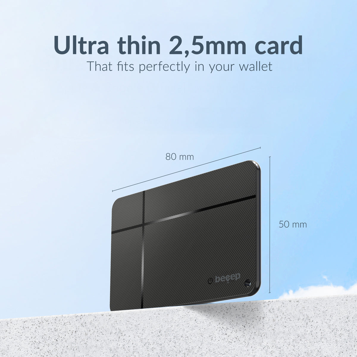 Beeep Onetag Apple Find My & Android Tracker - Wallet Card Wireless Rechargeable - Black