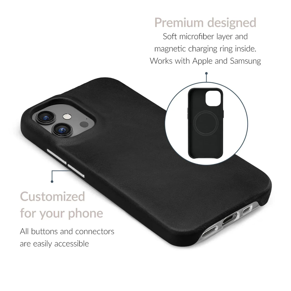 Mobilize Magsafe Compatible Premium Leather Case Apple Iphone 17 Pro Black - Essentify