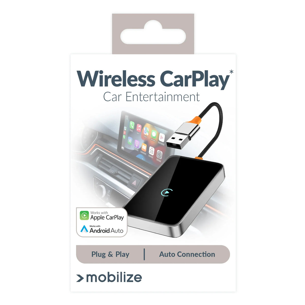 Mobilize Premium 2In1 Adapter For Wireless Apple Carplay/Android Auto Black - Essentify