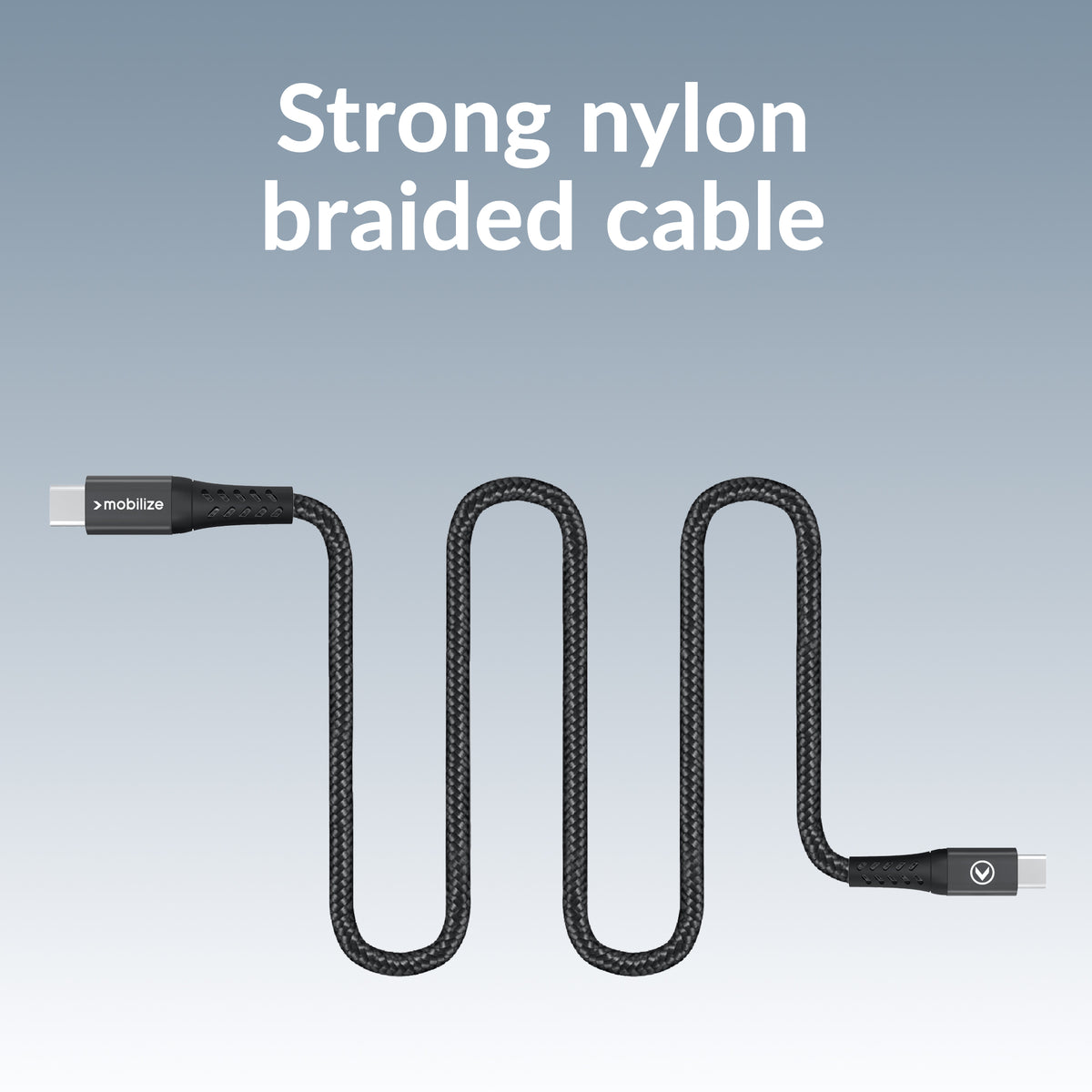 Mobilize Magnetic Nylon Cable - Usb-C To Usb-C - 1M. - 100W Black