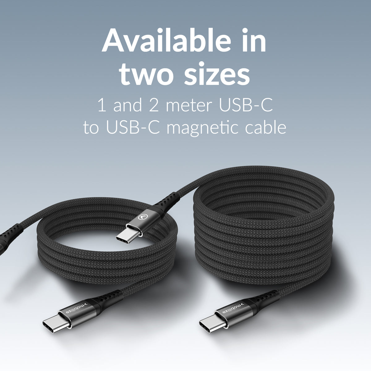 Mobilize Magnetic Nylon Cable - Usb-C To Usb-C - 1M. - 100W Black