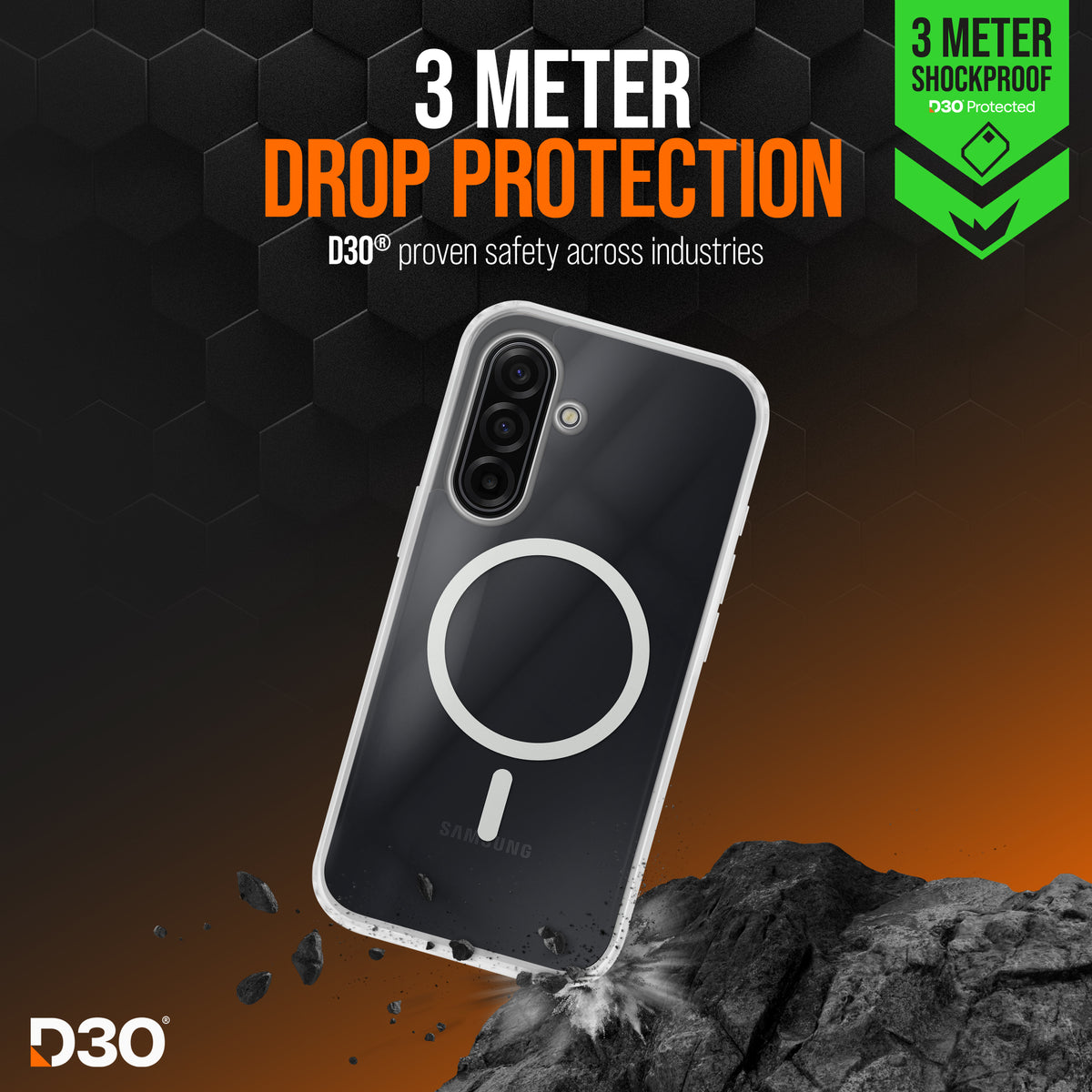 Striker X-Core - D3O Xtreme Impact Mag Case - Clear - Samsung A17 (4G/5G)