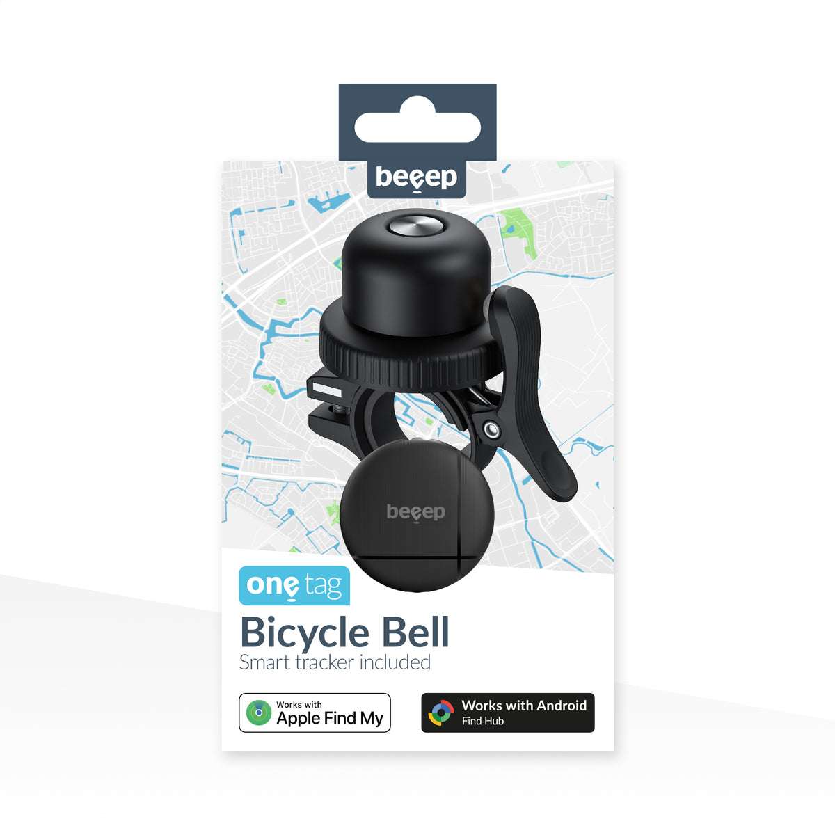 Beeep Onetag Apple Find My & Android Tracker Black & Bicycle Bell