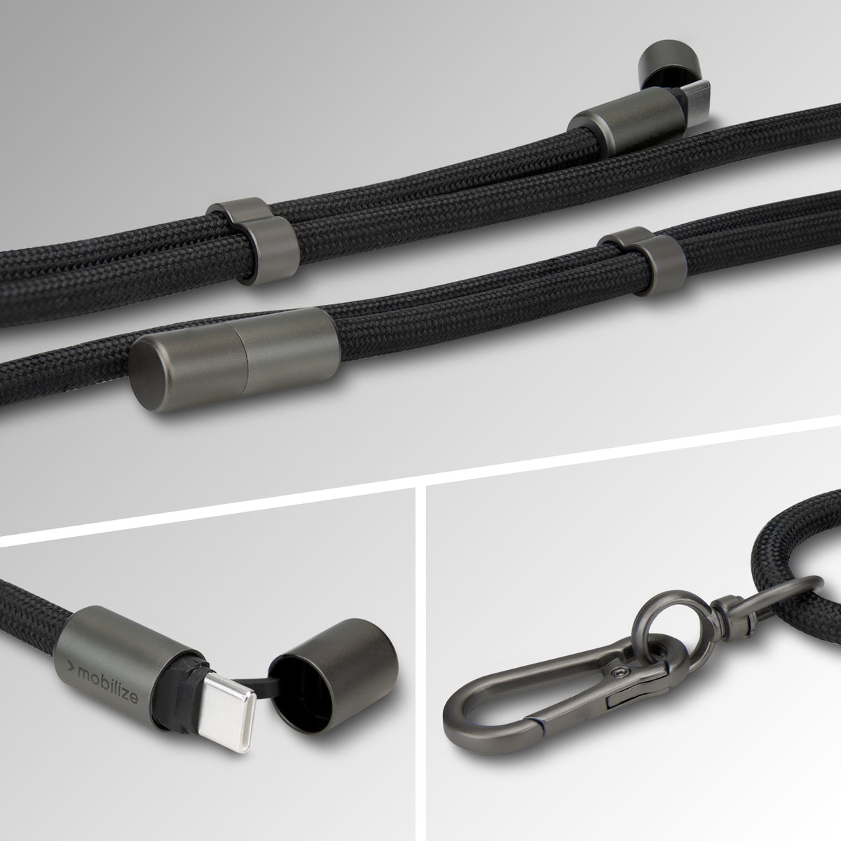Mobilize Lanyard Nylon Cable - Usb-C To Usb-C - 1.85M - 60W Black