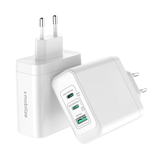 Mobilize Wall Charger 2X Usb-C + 1X Usb Gan 100W With Pd/Pps White