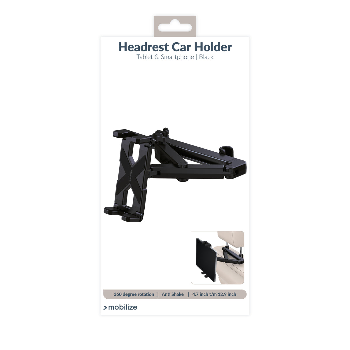 Mobilize Headrest Tablet & Smartphone Car Holder Black