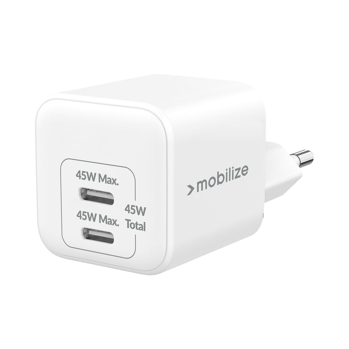 Mobilize Wall Charger 2X Usb-C Gan 45W With Pd/Pps White