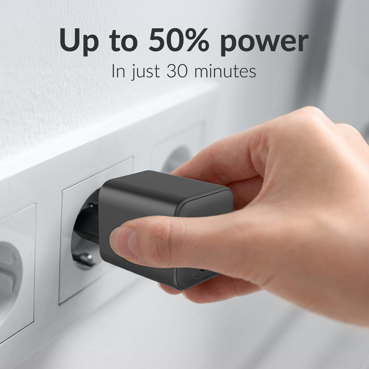 Mobilize Wall Charger Usb-C + Usb Gan 30W With Pd/Pps + Usb-C Nylon Cable 1.2M Black