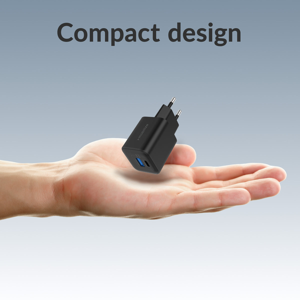 Mobilize Wall Charger Usb-C + Usb Gan 30W With Pd/Pps + Usb-C Nylon Cable 1.2M Black
