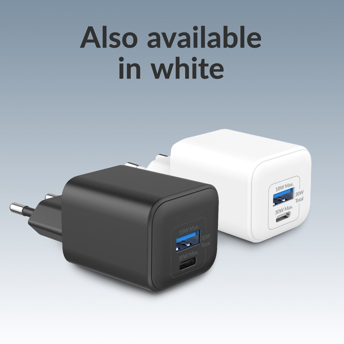 Mobilize Wall Charger Usb-C + Usb Gan 30W With Pd/Pps + Usb-C Nylon Cable 1.2M Black