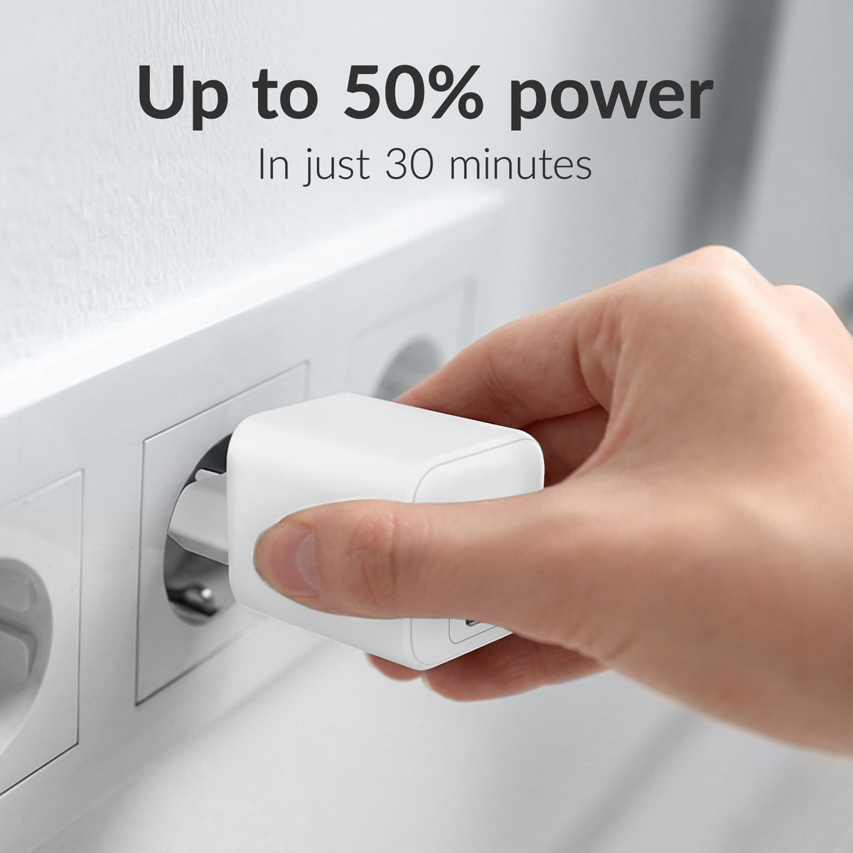 Mobilize Wall Charger Usb-C + Usb Gan 30W With Pd/Pps + Usb-C Nylon Cable 1.2M White