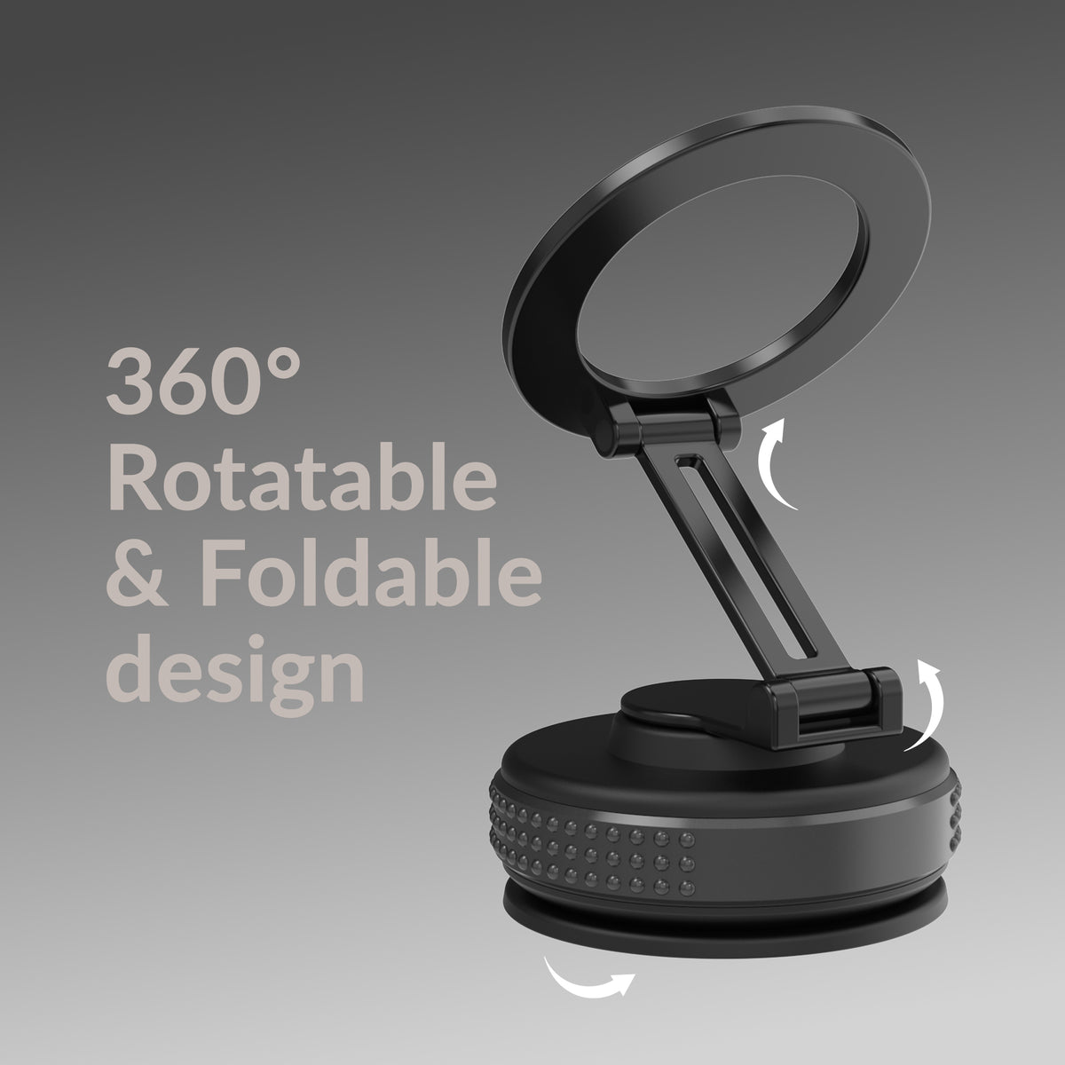 Mobilize Magsafe Compatible Phone Holder - 360° Rotatable & Foldable - Vacuum Suction - Black