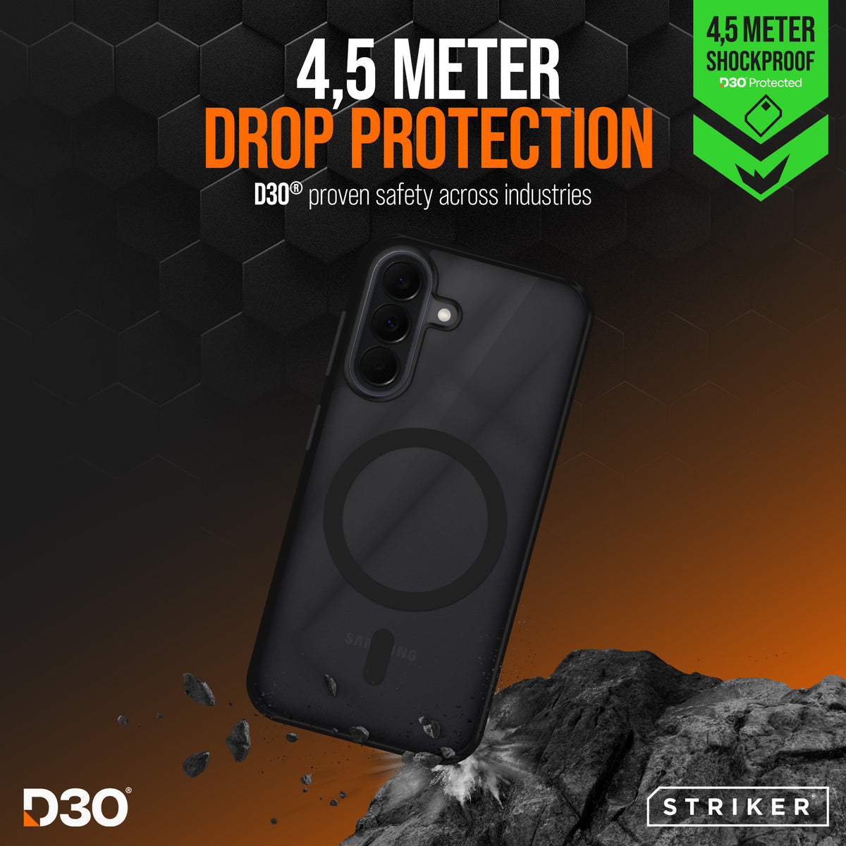 Striker X-Core - D3O Xtreme Impact Mag Case - Black - Samsung A37 5G