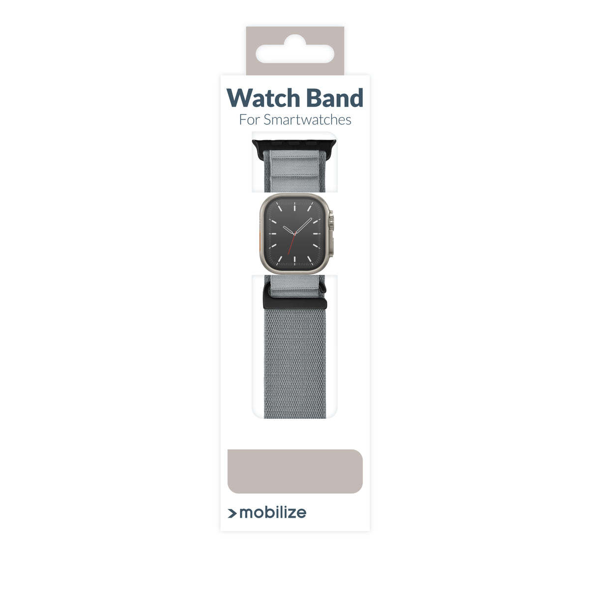 Mobilize Nylon Watch Band - Alpine - Black Connector - For Apple 42/44/45/49Mm - Light Grey