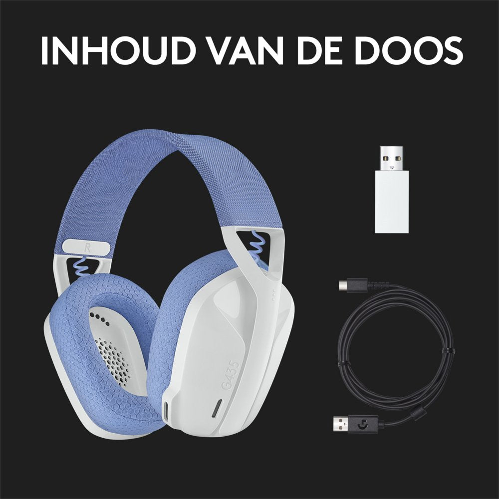 Logitech G G435 | Draadlooze Over-ear Gaming Headset | Bluetooth & USB-A Receiver | Wit/Lilac