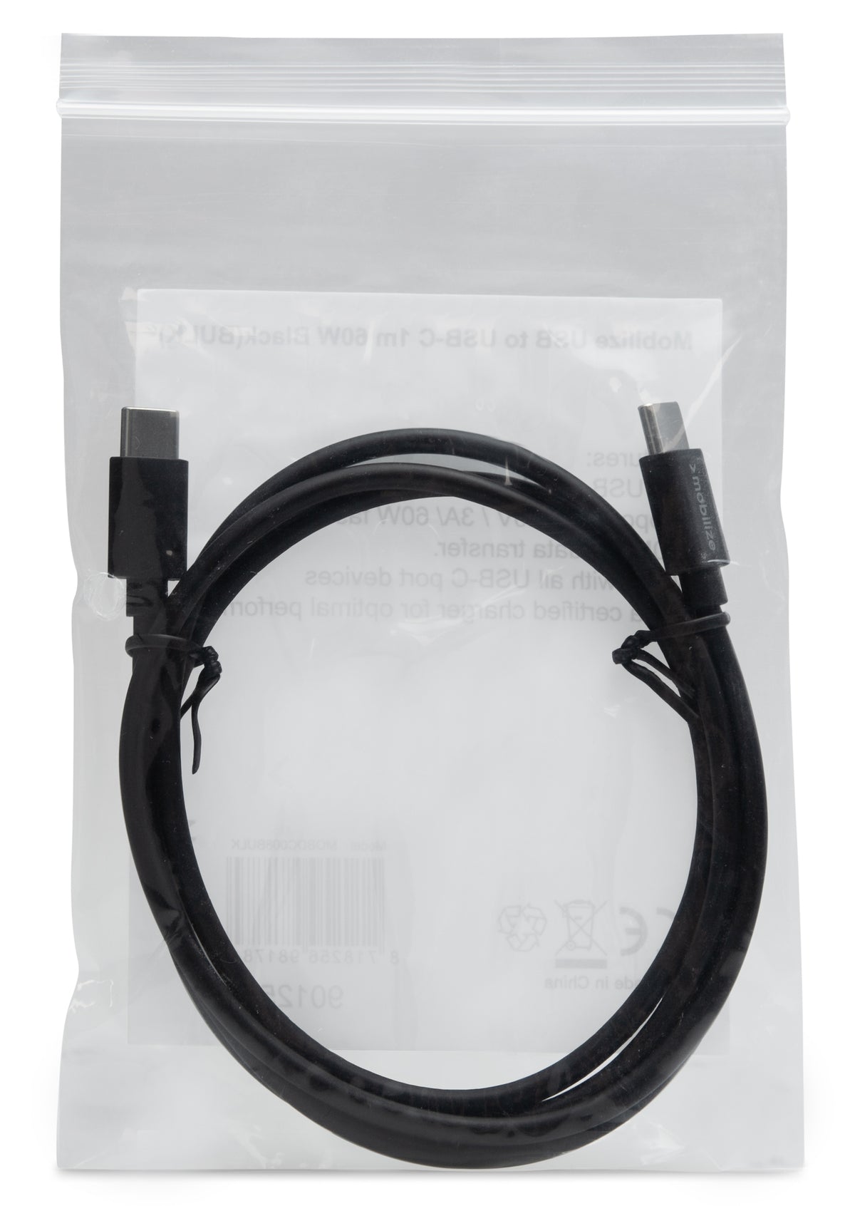 Mobilize Bulk Mobilize Cable Usb-C To Usb-C 1M. 60W Black (Bulk)