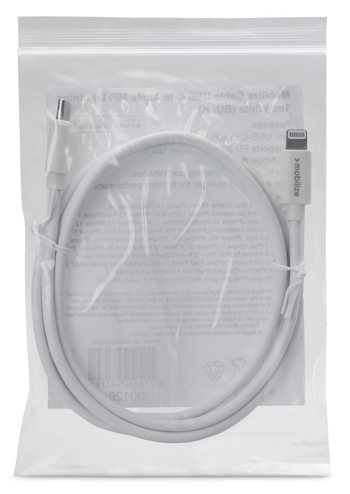 Mob Oem Cable Usb-C To Apple Lightning (Non Mfi) 1M. White (Bulk)