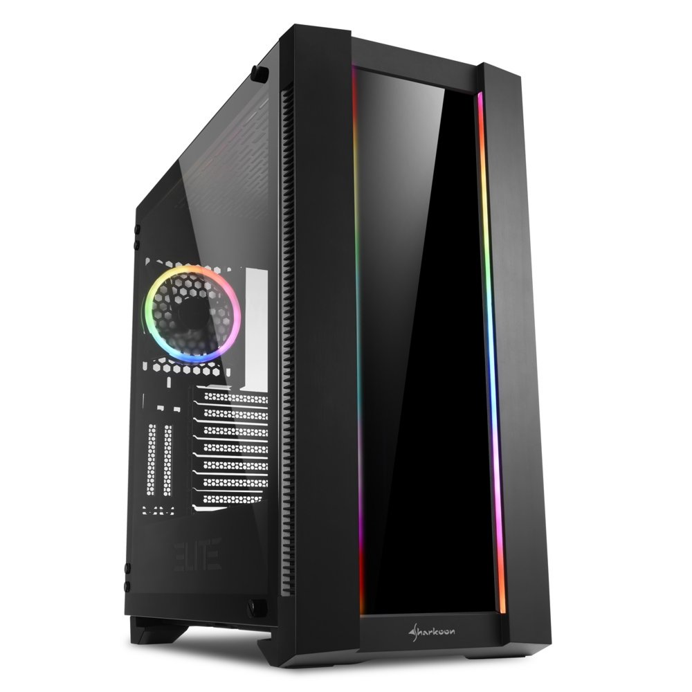 Sharkoon ELITE SHARK CA200G | Midi Tower Behuizing | Zwart