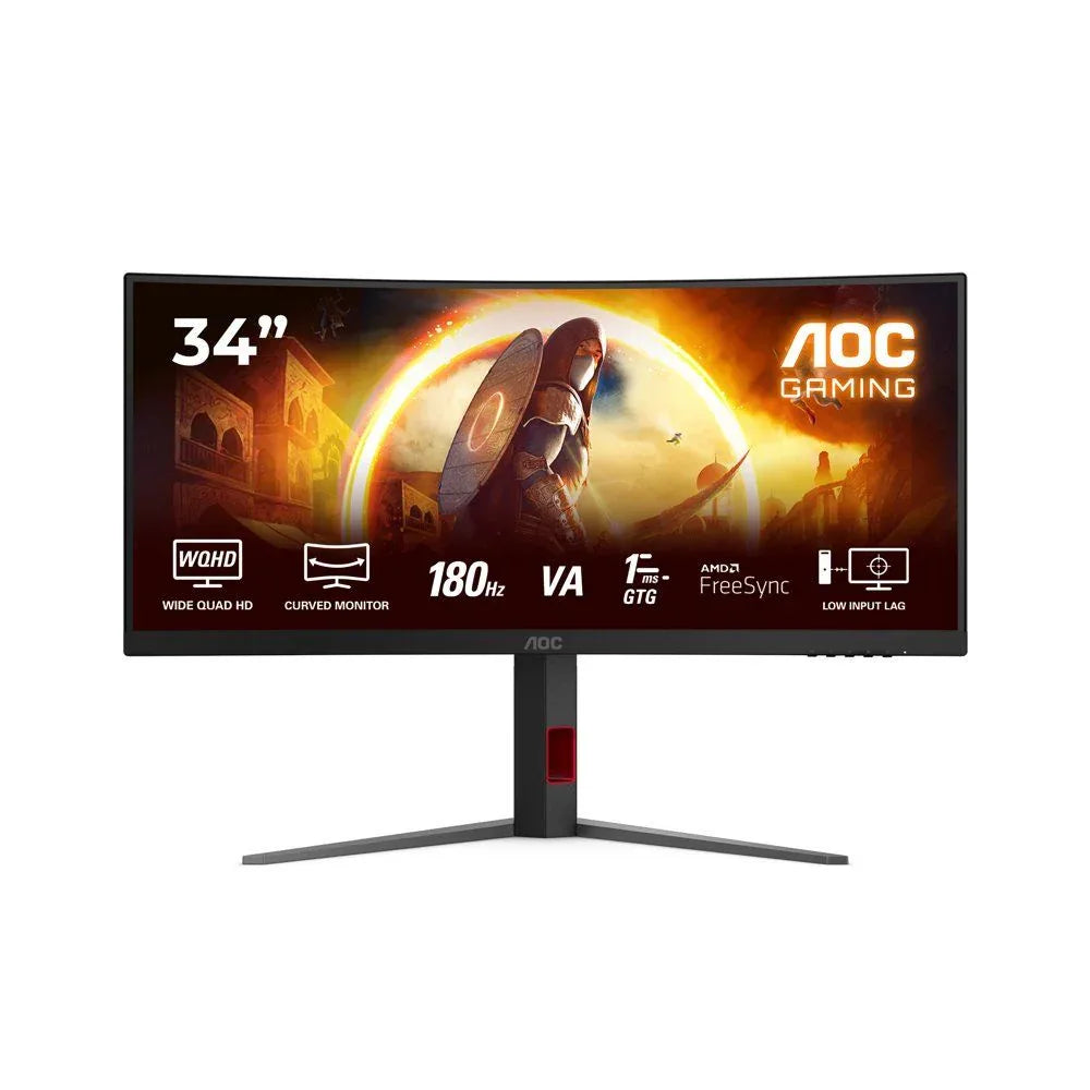 AOC CU34G4 | 34'' 3440x1440 VA | 180 Hz | 1 ms | DisplayPort & HDMI | Curved Ultrawide Gaming Monitor - Essentify