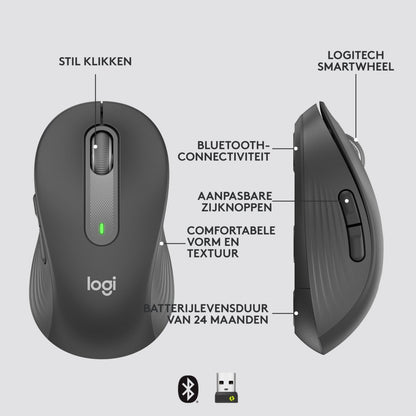 Logitech Signature M650 for Business | Draadloze Muis | Rechtshandig | RF + Bluetooth | 4000 DPI | Grafiet