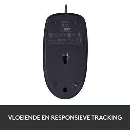 Logitech B100 | Bedrade Muis | Links- en Rechtshandig | USB-A | 800 DPI | Zwart - Essentify