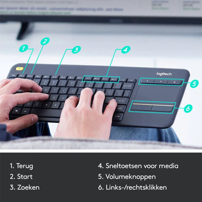 Logitech K400 | Draadloos Toetsenbord met Touchpad | QWERTY - Essentify