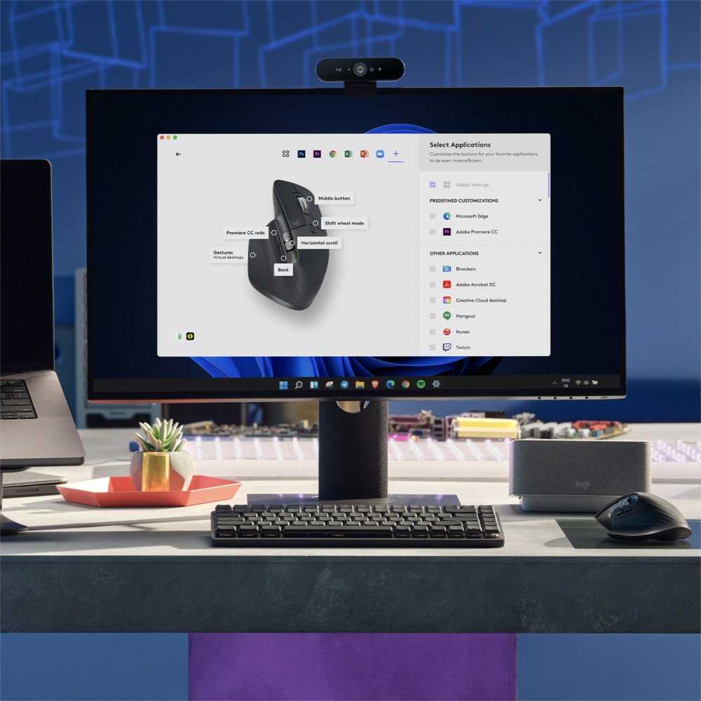 Logitech MX Master 3S | Draadloze Muis | RF-Draadloos + Bluetooth | 8000 DPI | Grafiet