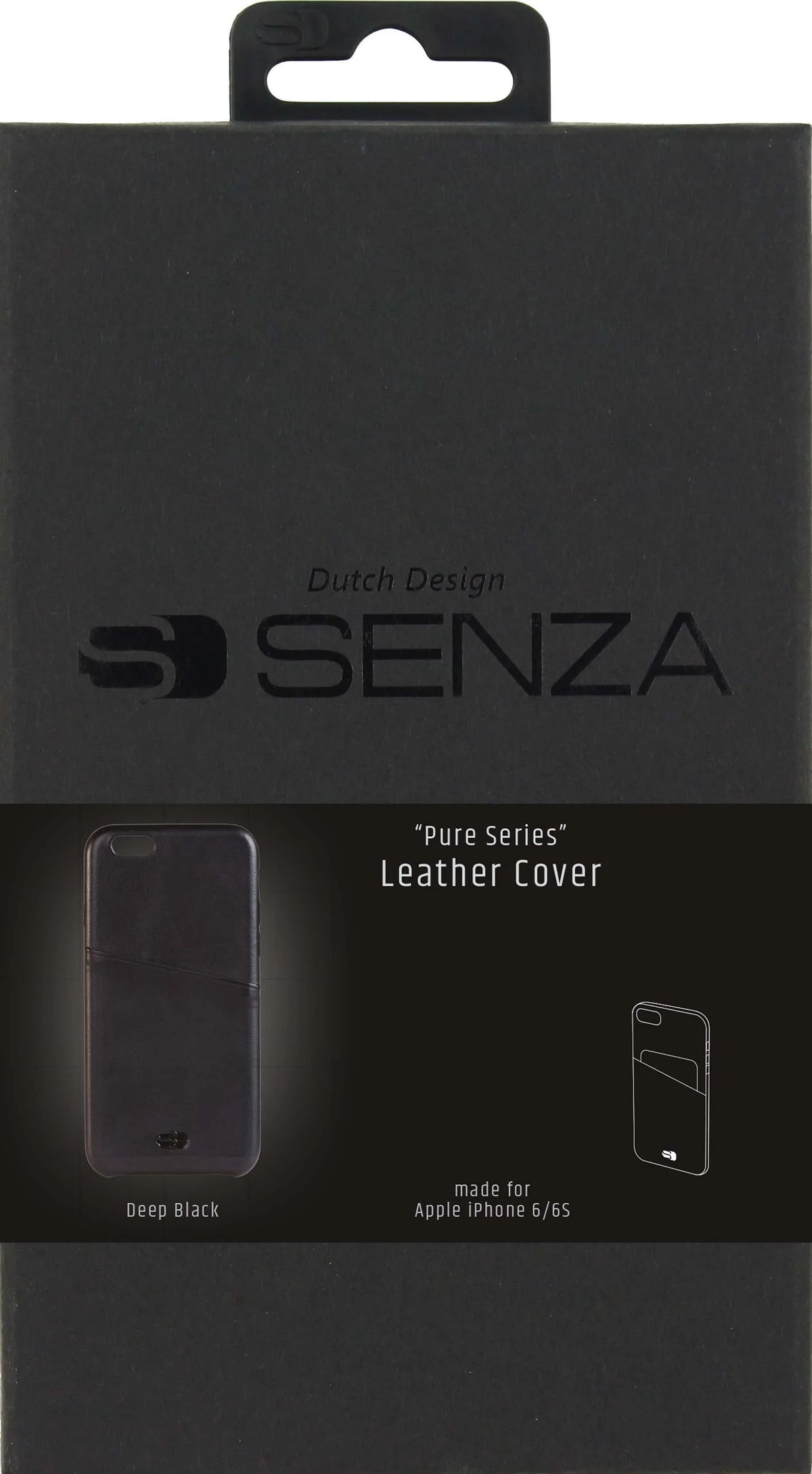 Senza Pure Leather Cover With Card Slot Apple Iphone 6/6S Deep Black - Essentify