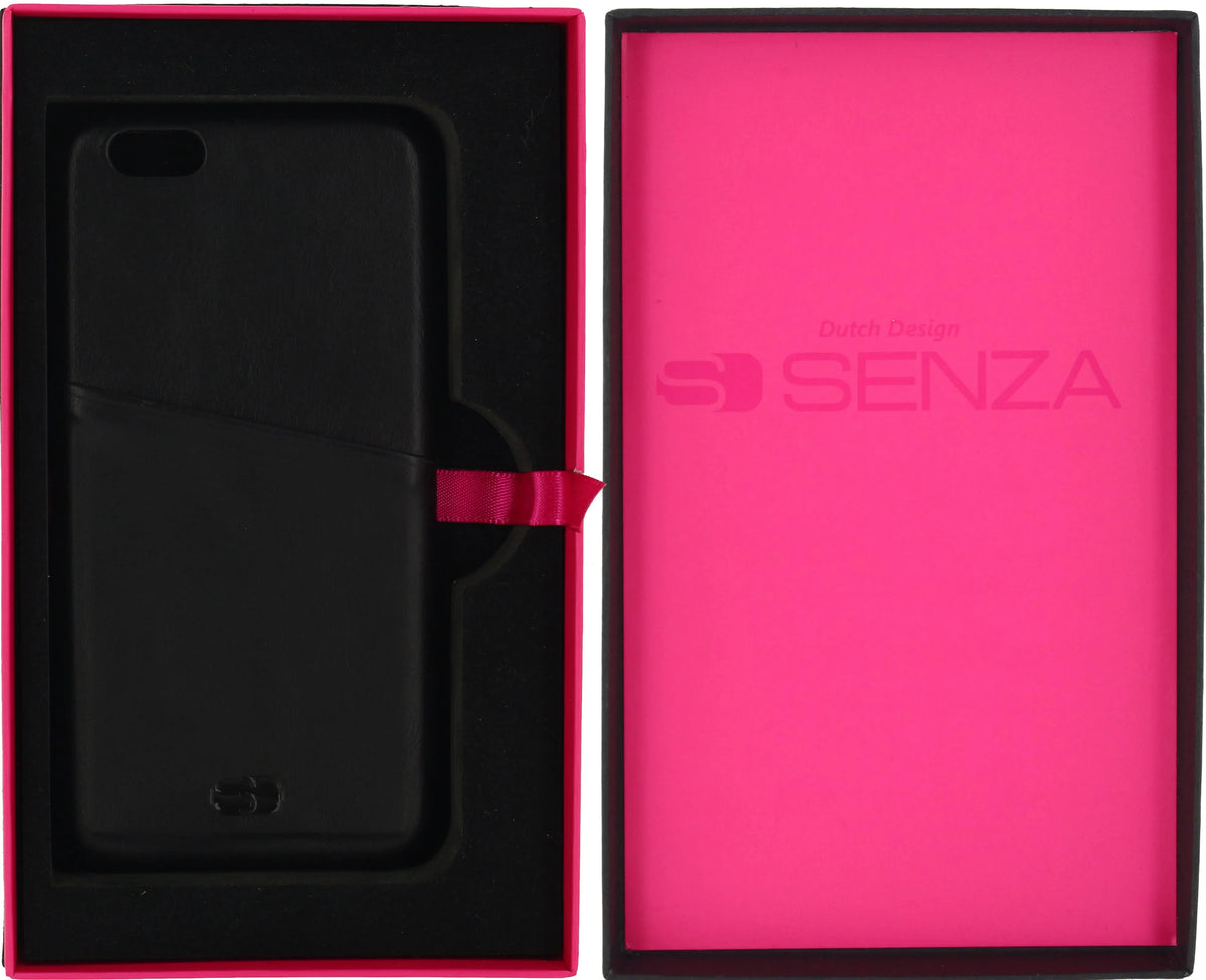 Senza Pure Leather Cover With Card Slot Apple Iphone 6/6S Deep Black - Essentify
