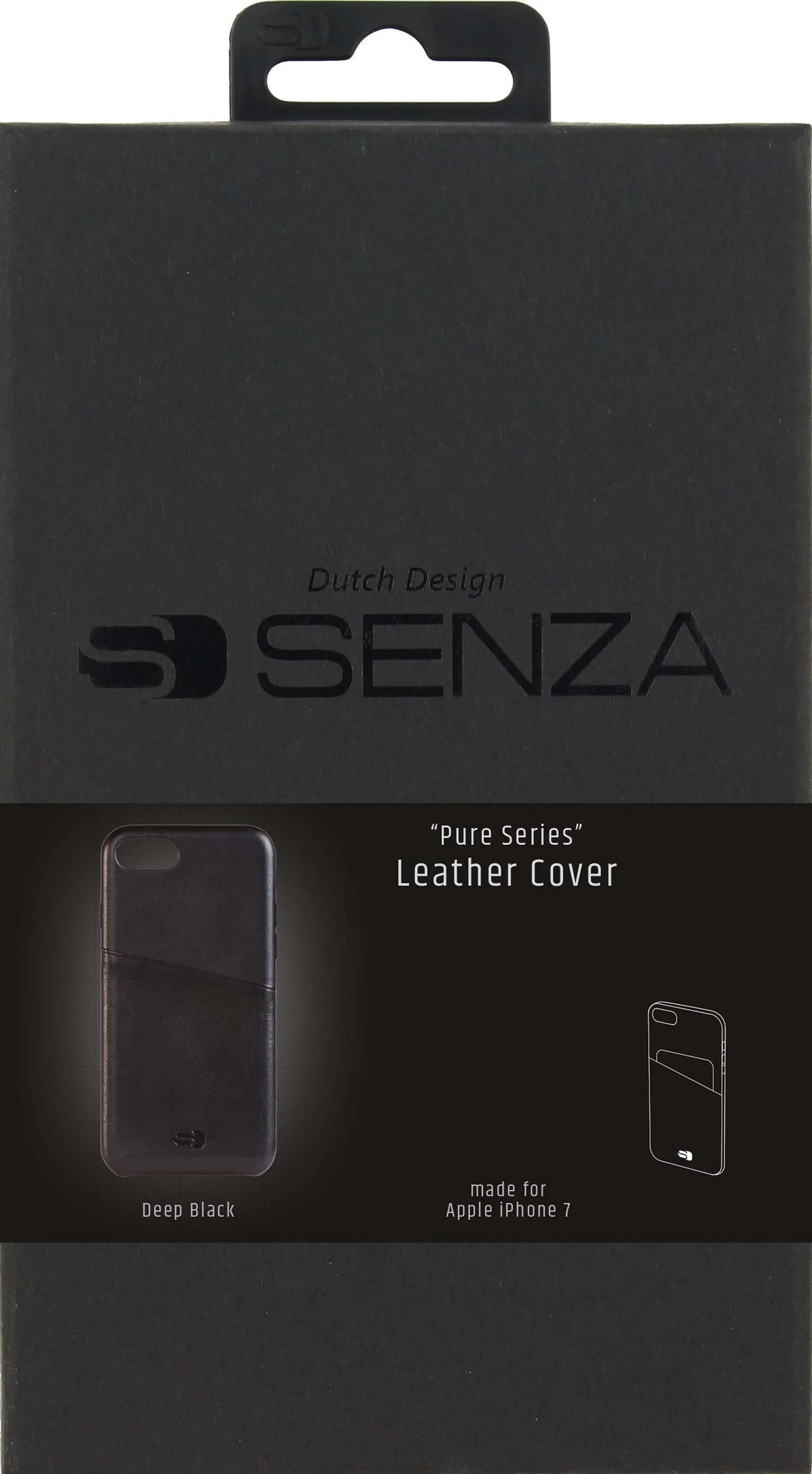 Senza Pure Leather Cover With Card Slot Apple Iphone 7/8/Se (2020/2022) Deep Black - Essentify