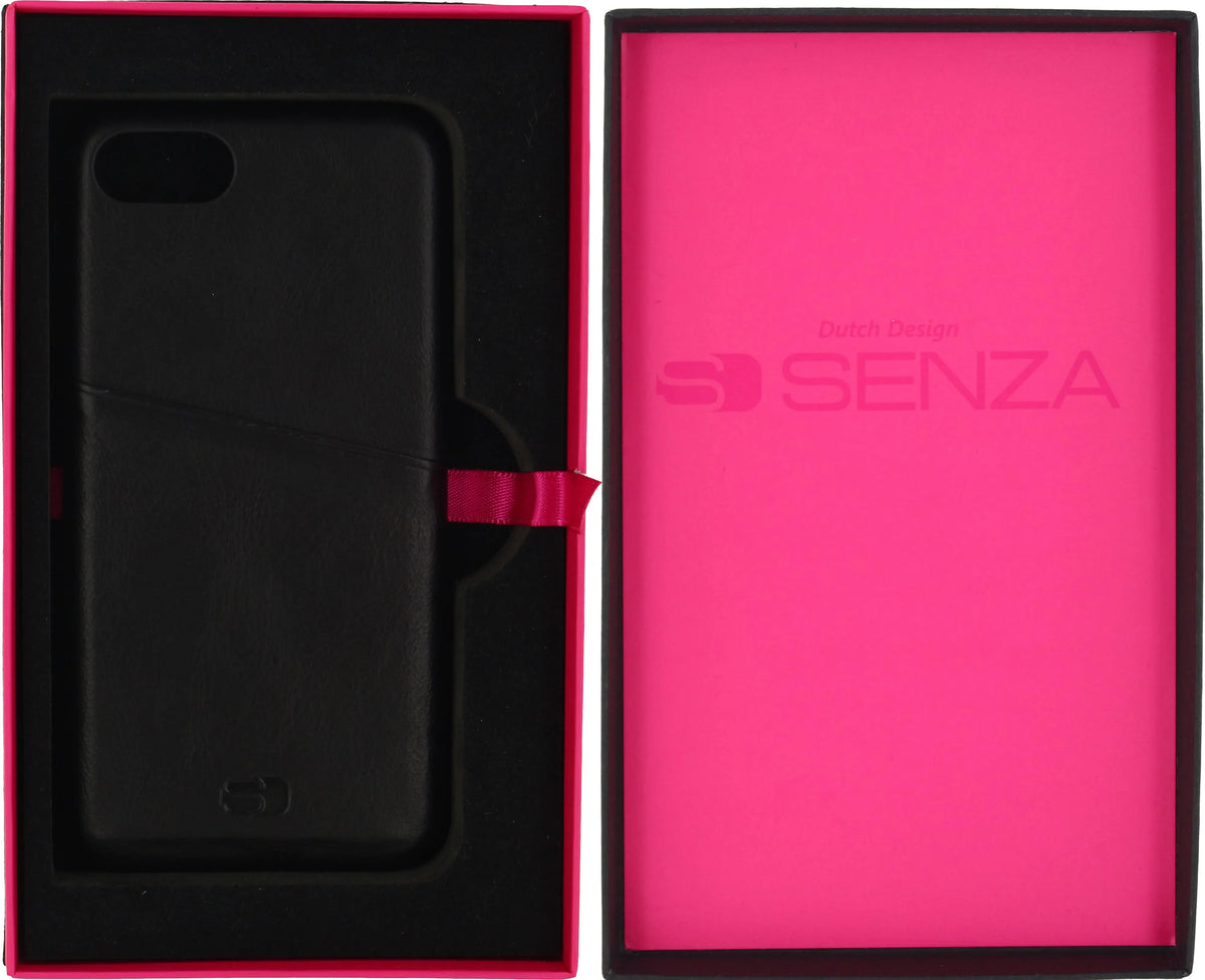 Senza Pure Leather Cover With Card Slot Apple Iphone 7/8/Se (2020/2022) Deep Black - Essentify