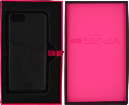Senza Pure Leather Cover With Card Slot Apple Iphone 7/8/Se (2020/2022) Deep Black - Essentify