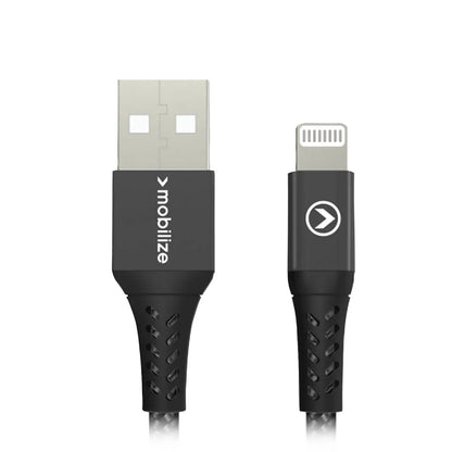 Mobilize Strong Nylon Cable Usb To Apple Mfi Lightning 20Cm. 12W Black - Essentify
